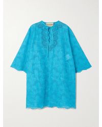 Valentino Garavani - Tie-Detailed Broderie Anglaise Cotton Mini Dress - Lyst