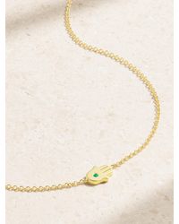 Jennifer Meyer - Mini Hamsa Kette Aus 18 Karat Mit Smaragd - Lyst