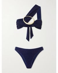 Oséree - Lumière Maxi O One-Shoulder Embellished Metallic Bikini - Lyst
