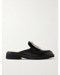 Roger Vivier - Viv Rangers Embellished Leather Slippers - Lyst