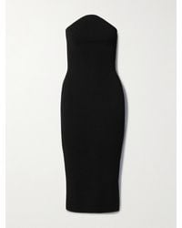 KHAITE - Rumer Strapless Ribbed-Knit Midi Dress - Lyst