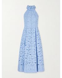 Rebecca Vallance - Nuvola Appliquéd Broderie Anglaise Cotton Halterneck Midi Dress - Lyst