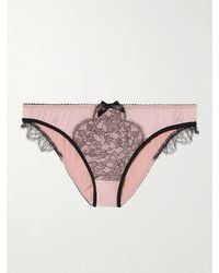Agent Provocateur - Sammi Bow-Embellished Leavers Lace-Trimmed Stretch Silk-Satin Briefs - Lyst