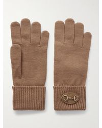 Gucci - Handschuhe Aus Wolle Mit Lederbesatz Und Horsebit-Detail - Lyst