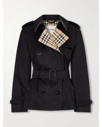 Burberry - Double-Breasted Belted Checked Cotton-Gabardine Trench Coat - Lyst