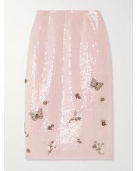 Clio Peppiatt - Blossom Crystal-Embellished Sequined Tulle Midi Skirt - Lyst
