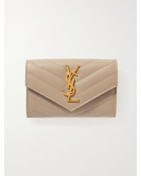 Saint Laurent - Monogramme Envelope Quilted Textured-Leather Wallet - Lyst