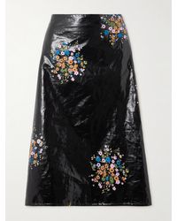 Jil Sander - Floral-Print Coated-Linen Midi Skirt - Lyst
