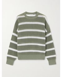 Brunello Cucinelli - Striped Open-Knit Cotton Sweater - Lyst