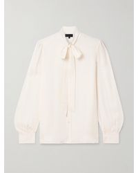 Nili Lotan - Carina Pussy-Bow Silk-Chiffon Blouse - Lyst
