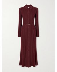 Gabriela Hearst - Tenes Belted Ribbed-Knit Cashmere And Silk-Blend Midi Dress - Lyst