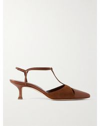 Manolo Blahnik - Turgimod 50 Slingback-Pumps Aus Leder Und Veloursleder Mit Cut-Outs - Lyst
