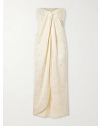 Johanna Ortiz - Graceful Strapless Twisted Knotted Satin-Jacquard Top - Lyst