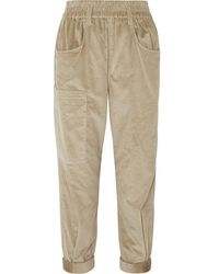 Brunello Cucinelli Karottenhose Aus Cord Aus Einer Baumwoll-kaschmirmischung - Natur