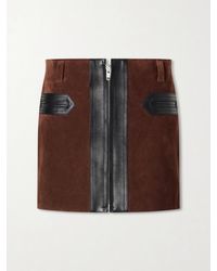 Marni - Leather-Trimmed Suede Mini Skirt - Lyst