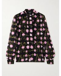 Giambattista Valli - Pussy-Bow Floral-Print Silk-Chiffon Blouse - Lyst