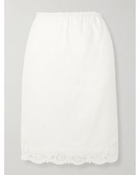 Posse - Darya Lace-Trimmed Linen And Cotton-Blend Midi Skirt - Lyst