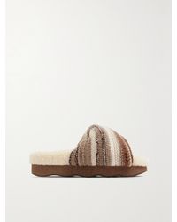 Chloé - Net Sustain Wavy Striped Recycled Cashmere-Blend And Shearling Slides - Lyst