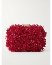 Jimmy Choo - Cloud Petal-Embroidered Satin Clutch Bag - Lyst
