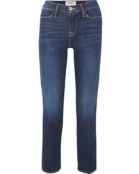 FRAME Jean Droit Raccourci Le High - Bleu