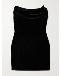 Alex Perry - Strapless Draped Stretch-Velvet Mini Dress - Lyst