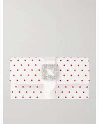 Manolo Blahnik - Capri Satin-Trimmed Crystal-Embellished Embroidered Mesh Clutch - Lyst