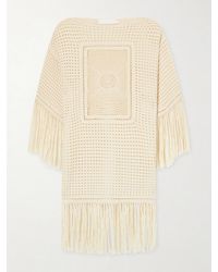 Zimmermann - Indra Fringed Crocheted Cotton Mini Dress - Lyst