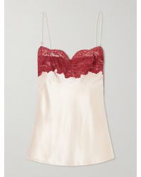 Saint Laurent - Lace-Trimmed Silk-Satin Camisole - Lyst
