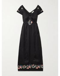 RIXO London - Robe Midi En Satin À Broderies Et À Finitions En Dentelle Carey - Lyst