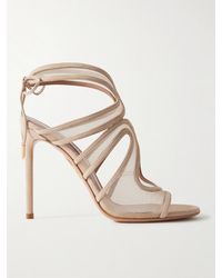 Aquazzura - Spirit 105 Sandalen Aus Veloursleder Mit Mesh-Einsätzen - Lyst