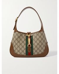 Gucci - Jackie 1961 Small Webbing-Trimmed Coated-Canvas And Leather Shoulder Bag - Lyst