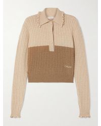 Chloé - Pull Façon Polo En Laine À Mailles Torsadées Et À Volants - Lyst