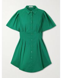 Jonathan Simkhai - Cleo Pleated Cotton-Blend Poplin Mini Dress - Lyst
