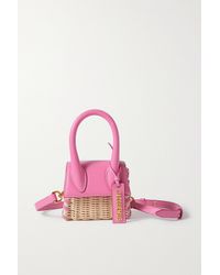 Jacquemus Le Chiquito Osier Leather And Raffia Shoulder Bag - Pink