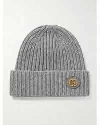 Gucci - Victor Appliquéd Ribbed Wool And Cashmere-Blend Beanie - Lyst