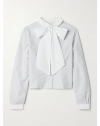 Thom Browne - Cropped Poplin-Trimmed Striped Cotton Oxford Shirt - Lyst