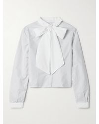 Thom Browne - Verkürztes Hemd Aus Gestreiftem Baumwolloxford Mit Popelinebesatz - Lyst