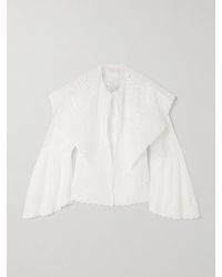 Loretta Caponi - Azzurra Broderie Anglaise Cotton-Poplin Blouse - Lyst