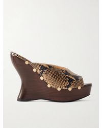 Magda Butrym - Studded Snake-Effect Leather Wedge Mules - Lyst