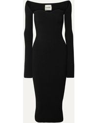 Khaite Beth Ribbed-knit Midi Dress - Black