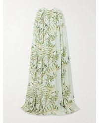 BERNADETTE - Minnie Cape-Effect Embellished Floral-Print Crepe De Chine Gown - Lyst