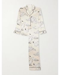 Olivia Von Halle - Lila Printed Silk-Satin Pajama Set - Lyst