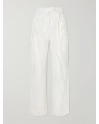 Alix Of Bohemia - Diana Sea Salt Pleated Pinstriped Cotton-Gauze Wide-Leg Pants - Lyst