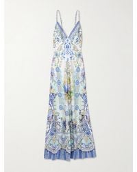 CAMILLA - Crystal-Embellished Floral-Print Silk-Satin Maxi Dress - Lyst