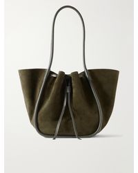 Proenza Schouler - Large Leather-Trimmed Ruched Suede Tote - Lyst