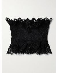 Alessandra Rich - Strapless Bow-Embellished Lace Bustier Top - Lyst