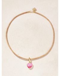 Lauren Rubinski - Love Me 14-Karat, Enamel And Cord Necklace - Lyst