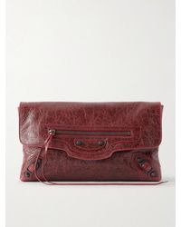 Balenciaga - Le City Crinkled-Leather Clutch - Lyst