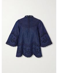 Zimmermann - Mahon Broderie Anglaise Denim Shirt - Lyst