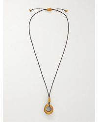 Hunting Season - The Circle Pendant Beaded Tagua And Leather Necklace - Lyst